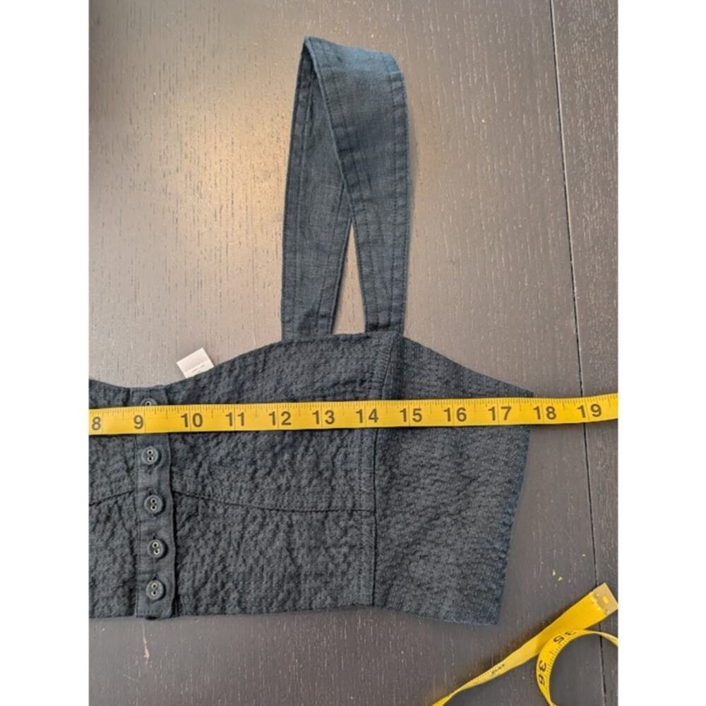 NWT Madewell 100% Linen Sweetheart Bralette Crop Top Black Size 12 Coastal - Picture 6 of 8